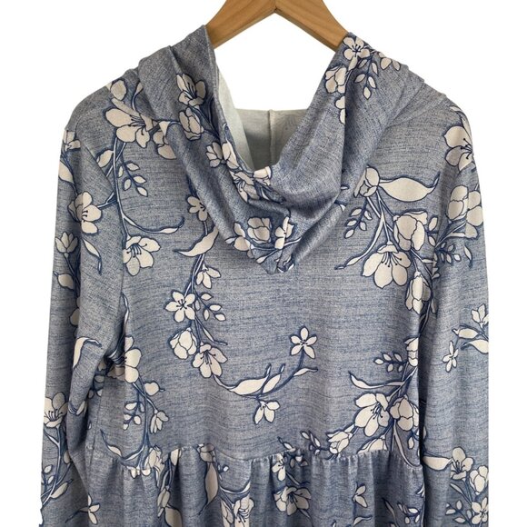 Love U Dear Womens Size Large Blue & White Floral Hoodie - Picture 6 of 10